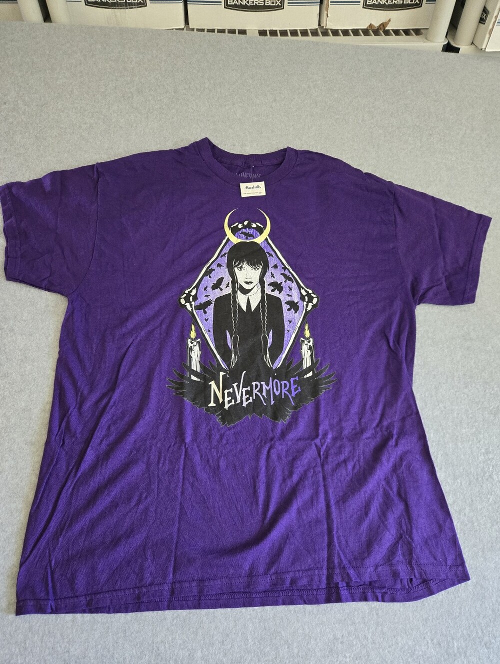 Unisex Wednesday Adams Nevermore Portrait T-Shirt X-Large Purple